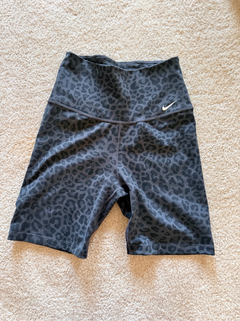 Nike Women's Black Leopard High-Rise Bike Shorts